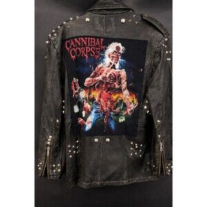 Vintage MIROPA Cannibal Corpse Leather Jacket VERY RARE medium Heavy Metal D25
